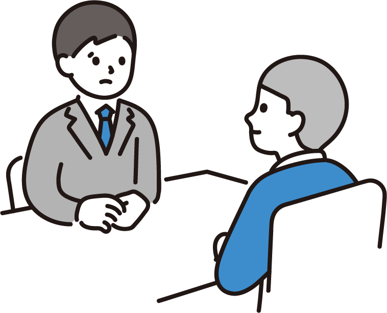 向かい合って面談をしている二人の男性のイラスト